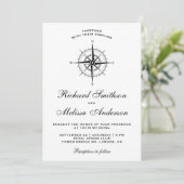 Invitation Mariage de boussole marine noir et blanc moderne (Debout devant)