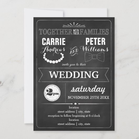 Invitation Mariage de Bowties et Pearls (Devant)