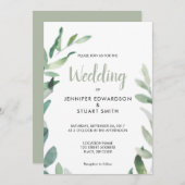 Invitation Mariage de branche d'olivier rustique botanique (Devant / Derrière)