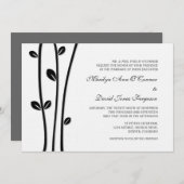 Invitation Mariage de branches noires en feuilles (Devant / Derrière)