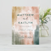 Invitation Mariage de broches Abstrait d'aquarelle moderne (Debout devant)