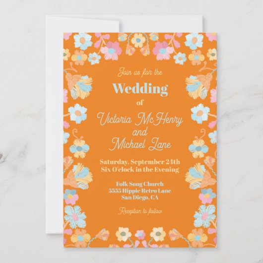 Invitation Mariage de broderie colorée (Devant)