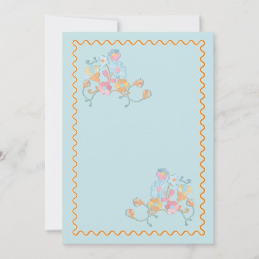 Invitation Mariage de broderie colorée (Dos)