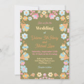Invitation Mariage de broderie colorée (Devant)