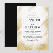 Invitation Mariage de brosse à pinceau en or Faux (Devant / Derrière)