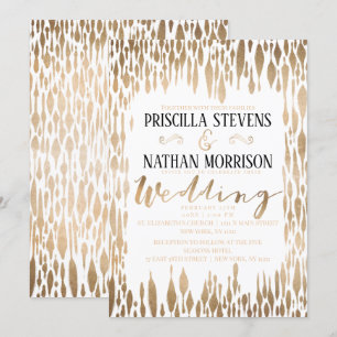 Invitation Mariage de brosse Abstrait or moderne