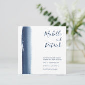 Invitation Mariage de brosse couleur bleu marine (Debout devant)