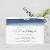 Invitation Mariage de brosse couleur bleu marine (Debout devant)
