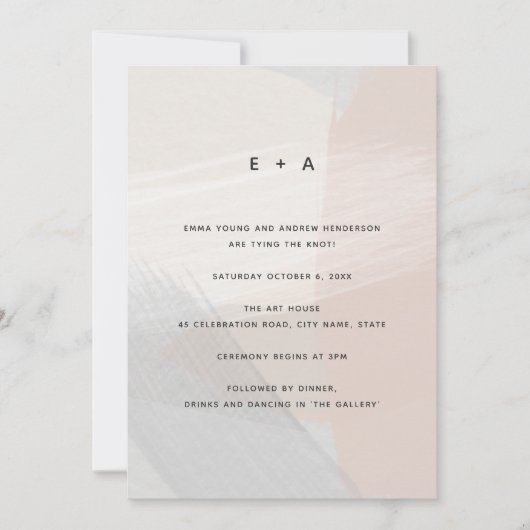 Invitation Mariage de brosse d'art Abstrait moderne (Devant)