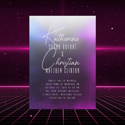 Invitation Mariage de brouillard violet Washed