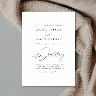 Invitation Mariage de budget noir et blanc élégant