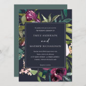 INVITATION MARIAGE DE BUNCH FLORAL BURGUNDY BURGUNDY DE MARIN (Devant / Derrière)