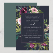 INVITATION MARIAGE DE BUNCH FLORAL BURGUNDY BURGUNDY DE MARIN (Devant / Derrière)