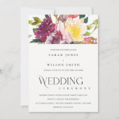 INVITATION MARIAGE DE BUNCH FLORAL BURGUNDY JAUNE CLAIR (Devant)