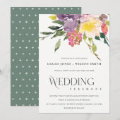 INVITATION MARIAGE DE BUNCH FLORAL BURGUNDY JAUNE CLAIR (Devant / Derrière)