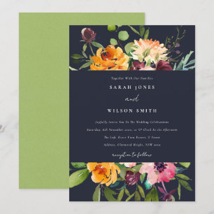 INVITATION MARIAGE DE BUNCH FLORAL DE MARINE BLUSH JAUNE ORAN