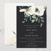 INVITATION MARIAGE DE BUNCH FLORAL FLORAL EN IVOIRE NOIR (Devant / Derrière)