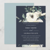 INVITATION MARIAGE DE BUNCH FLORAL FLORAL FLORALE MARINE IVOR (Devant / Derrière)