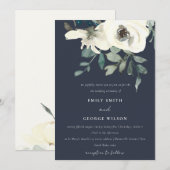 INVITATION MARIAGE DE BUNCH FLORAL FLORAL FLORALE MARINE IVOR (Devant / Derrière)