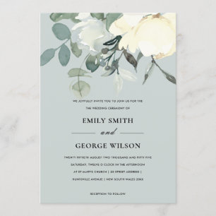 INVITATION MARIAGE DE BUNCH FLORAL FLORALE EN IVOIRE GRISE