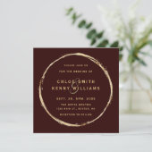 Invitation Mariage de Burgundy Marsala Rustic Gold Circle (Debout devant)
