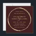Invitation Mariage de Burgundy Marsala Rustic Gold Circle<br><div class="desc">Cette invitation carré mariage présente un cadre faux cercle doré avec une élégante esperluette et une calligraphie simple avec un arrière - plan marsala bordeaux.</div>