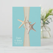Invitation Mariage de Burlap et Starfish Aqua Beach (Debout devant)