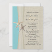 Invitation Mariage de Burlap et Starfish Aqua Beach (Dos)