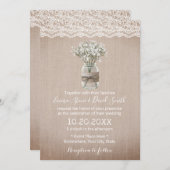 Invitation Mariage de Burlap rustique pour bébé souffle flora (Devant / Derrière)