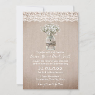 Invitation Mariage de Burlap rustique pour bébé souffle flora