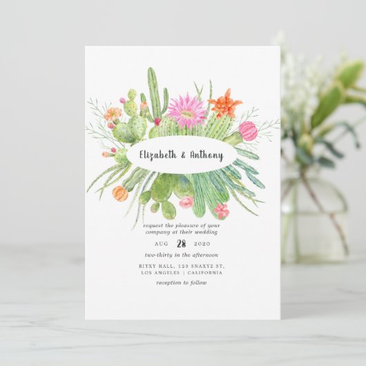 Invitation Mariage de cactus aquarelle (Debout devant)