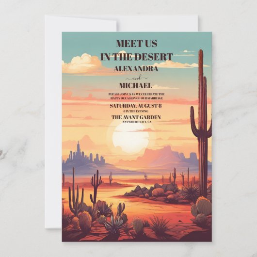 Invitation Mariage de Cactus du désert (Devant)