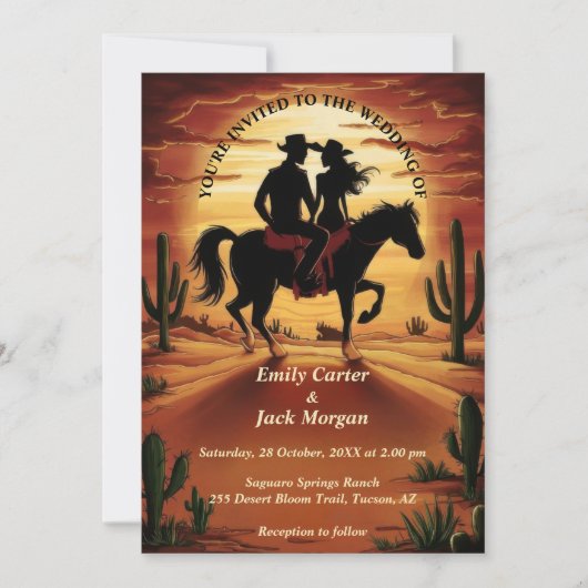 Invitation Mariage de Cactus du désert (Devant)