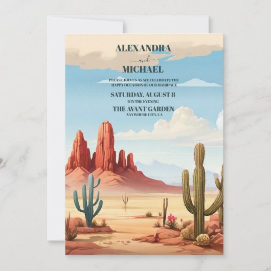 Invitation Mariage de Cactus du désert (Devant)