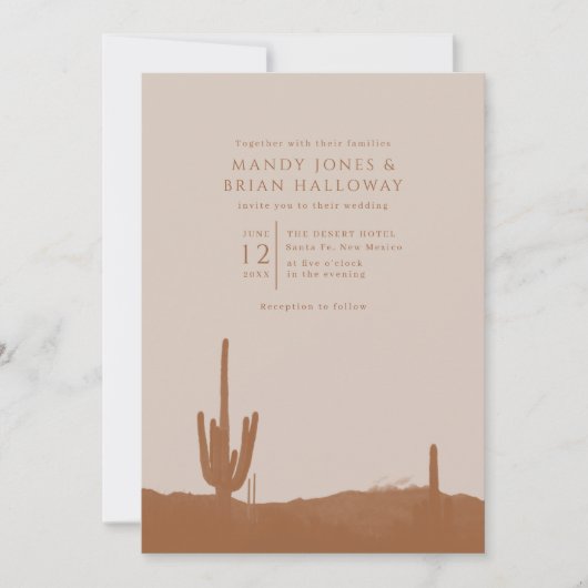 Invitation Mariage de Cactus du désert du sud-ouest de Terrac (Devant)