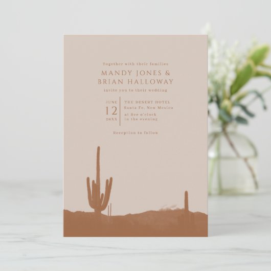 Invitation Mariage de Cactus du désert du sud-ouest de Terrac (Debout devant)