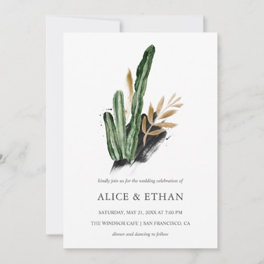 Invitation Mariage de Cactus vert tropical (Devant)