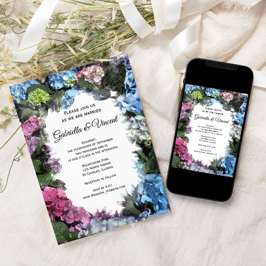 Invitation Mariage de cadre à fleurs Hydrangea
