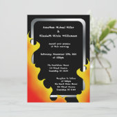 Invitation Mariage de cadre argenté Flames de moto ~ Invitati (Debout devant)