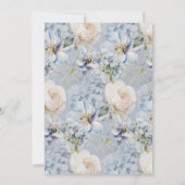 Invitation Mariage de cadre bleu et blanc floral rustique (Dos)