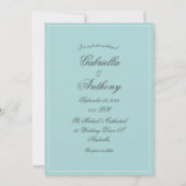 Invitation Mariage de cadre bleu initial Monogramme (Dos)