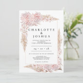 Invitation Mariage de cadre Brown Boho rose moderne (Debout devant)