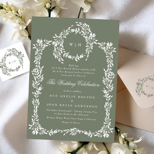 Invitation Mariage de cadre classique de la couronne de monog