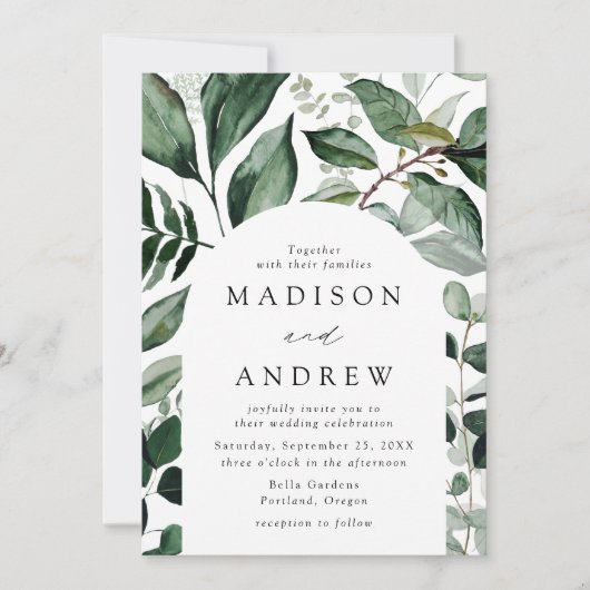 Invitation Mariage de cadre d'arc de verdure abondant (Devant)