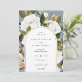 Invitation Mariage de cadre d'arc floral botanique sophistiqu (Debout devant)