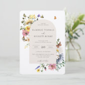 Invitation Mariage de cadre d'arc floral de prairie sauvage (Debout devant)