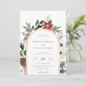 Invitation Mariage de cadre d'arc végétal d'hiver (Debout devant)