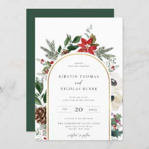 Invitation Mariage de cadre d'arc végétal d'hiver