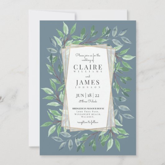 Invitation Mariage de cadre de bois (Devant)