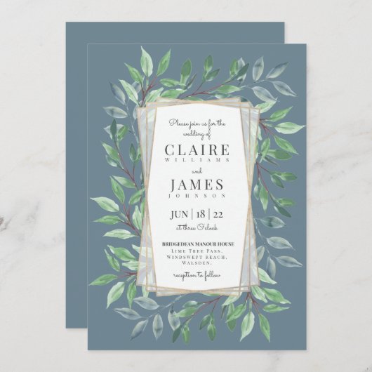 Invitation Mariage de cadre de bois (Devant / Derrière)